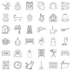 House icons set, outline style