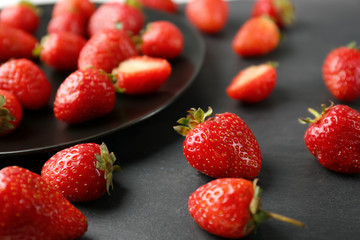 Fresh strawberries on table, closeup