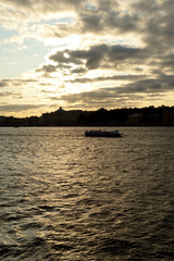 Neva river at sunset, St.Petersburg.