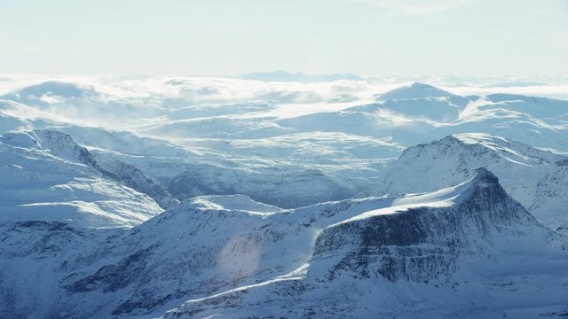 Aerials shot of peaks in North Norway