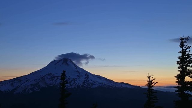 Time Lapse Dark blue hour dusk sunset mt. hood fall cascade mountains oregon