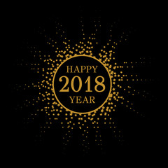 Happy 2018 year. Vector circle with gold stars. Vector element for new year card