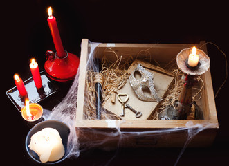night and candle - divination of wax - polish tradition  - divination from  wax - evening predictions on the eve of St. Andrew