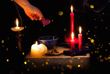 night and candle - divination of wax - polish tradition  - divination from  wax - evening...