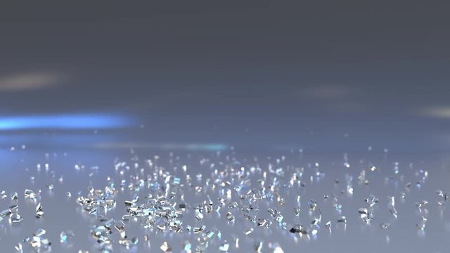 Euro EUR symbol made of glass falling and shattering. Crisis, forex downtrend or financial problem concepts