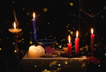 night and candle - divination of wax - polish tradition  - divination from  wax - evening...