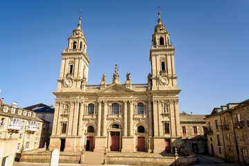 Fototapeta na wymiar View of Saint Mary Cathedral in Lugo, Galicia, Spain.