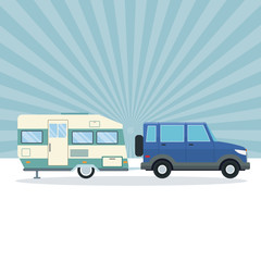 Suv with caravan trailer icon vector illustration graphic