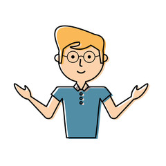 flat line colored teacher man over white background  vector illustration