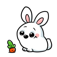 White rabbit carrot cartoon illustration isolated image 