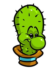 Cactus character smile cartoon illustration isolated image