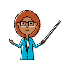flat line colored  teacher woman over white background  vector  illustration