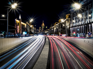 Fototapeta na wymiar night city traffic lights