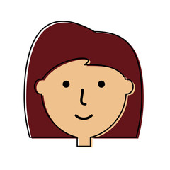 flat line colored  woman face over white background vector illustration