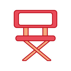 flat line colored  school chair over white background  vector illustration