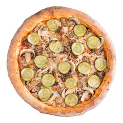 italian pizza on white background isolated