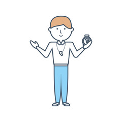 flat line colored teacher  man over white background  vector illustration