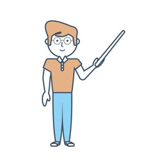 flat line colored teacher  man over white background  vector illustration