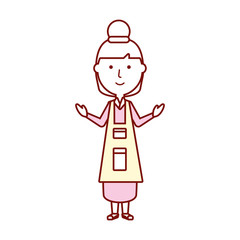 flat line colored teacher  woman over white background  vector illustration