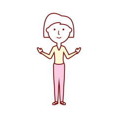 flat line colored teacher  woman over white background  vector illustration