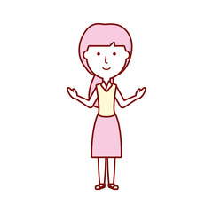 flat line colored teacher  woman over white background  vector illustration