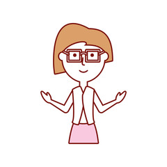 flat line colored teacher  woman over white background  vector illustration
