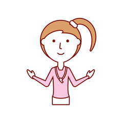 flat line colored teacher  woman over white background  vector illustration