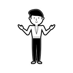 flat line monochromatic  teacher man over white background vector illustration