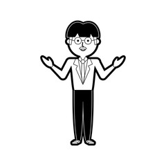 flat line monochromatic  teacher man over white background vector illustration