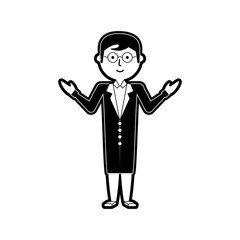 flat line monochromatic  teacher man over white background vector illustration