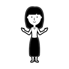 flat line monochromatic teacher  woman over white background  vector illustration