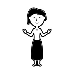 flat line monochromatic teacher  woman over white background  vector illustration