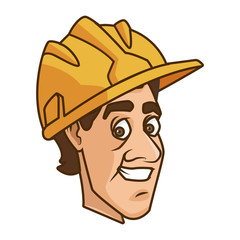 Worker face with helmet cartoon icon vector illustration graphic design