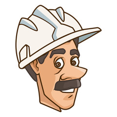 Worker face with helmet cartoon icon vector illustration graphic design