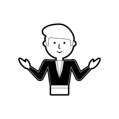 flat line monochromatic  teacher man over white background vector illustration