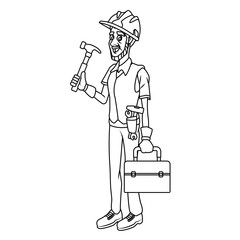 Cartoon worker with tool icon vector illustration graphic design