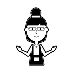 flat line monochromatic teacher  woman over white background  vector illustration