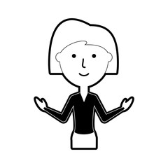 flat line monochromatic teacher  woman over white background  vector illustration