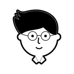 flat line monchromatic  man face over white background  vector illustration