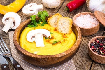 Meatless meat. Vegetarian vegetable puree with mushrooms