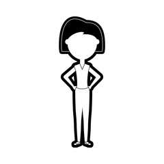 flat line monochromatic teacher  woman over white background  vector illustration