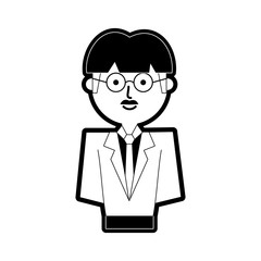 flat line monochromatic  teacher man over white background vector illustration