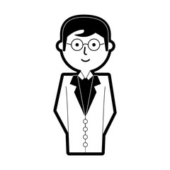 flat line monochromatic  teacher man over white background vector illustration
