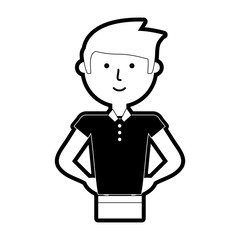 flat line monochromatic  teacher man over white background vector illustration