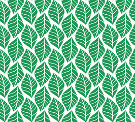 Vector illustration of leaves seamless pattern. Floral organic background. Hand drawn leaf texture.