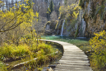 wooden pathway in National park in Croatia