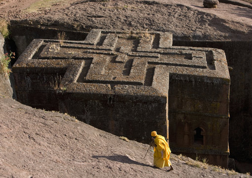 The Church of Saint George, one of many churches hewn into the rocky hills of Lalibela