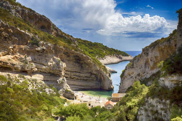 Stiniva cove on Vis island, Croatia