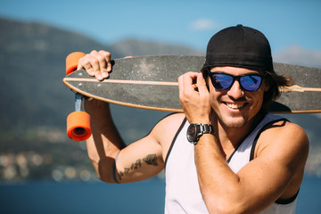 Portrait of a handsome smiling skater