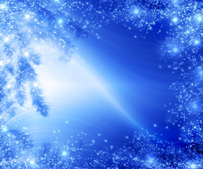 Christmas tree branches and space for text. Realistic fir-tree border